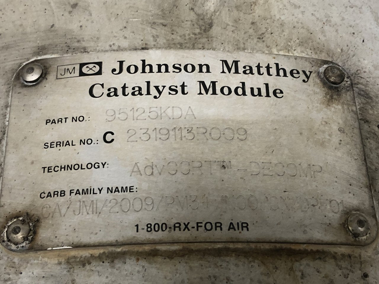 Johnson Matthey AdvCCRT 12x6 Catalyst – Part No. 95125KDAR